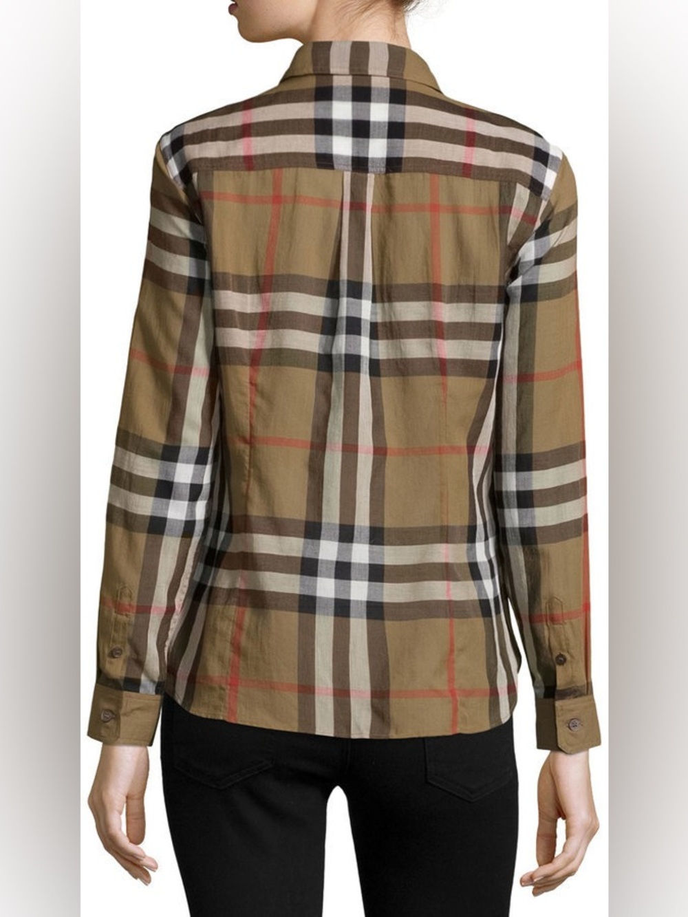 Burberry Brit Tan Plaid Button-Front Cotton Shirt